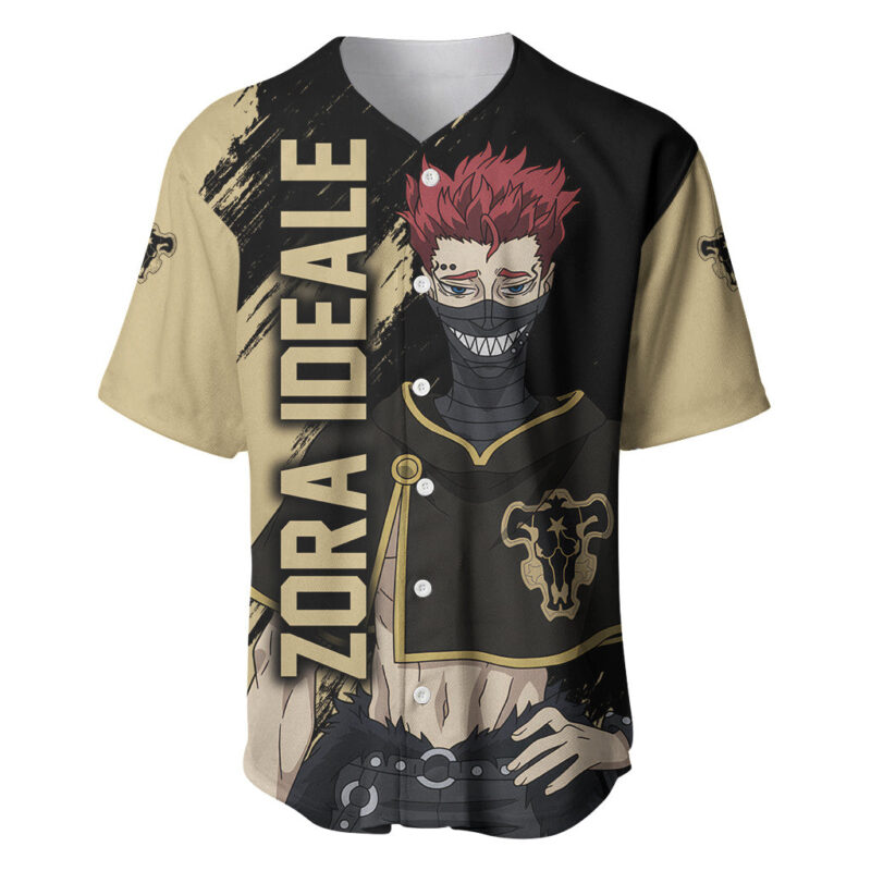 Black Bull Zora Ideale Baseball Jersey Black Clover Anime