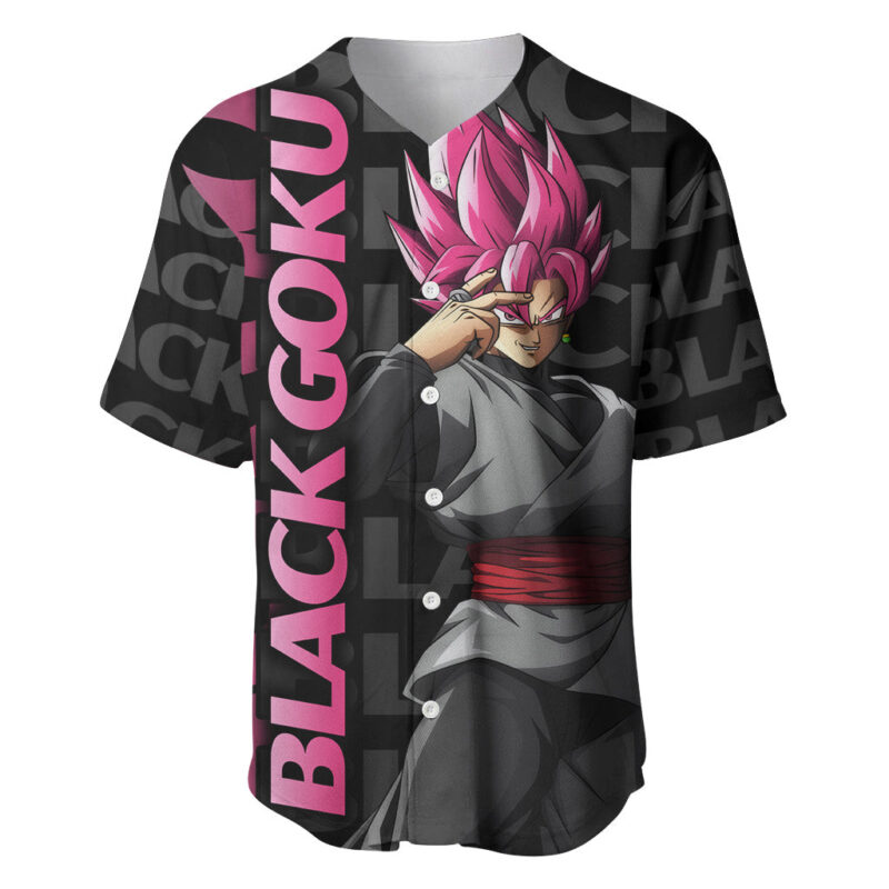 Black Goku Baseball Jersey Anime Mix Text Pattern Abstract
