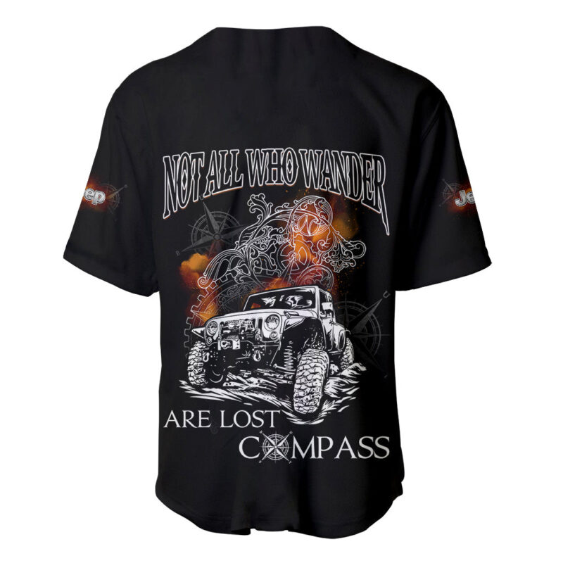 Black Jeep Baseball Jersey Not All Who Wander Are Lost Compass