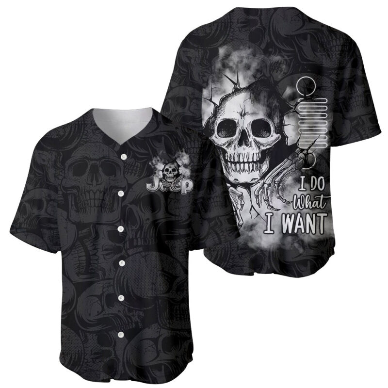 Black Jeep Skull Baseball Jersey I Do What I Want