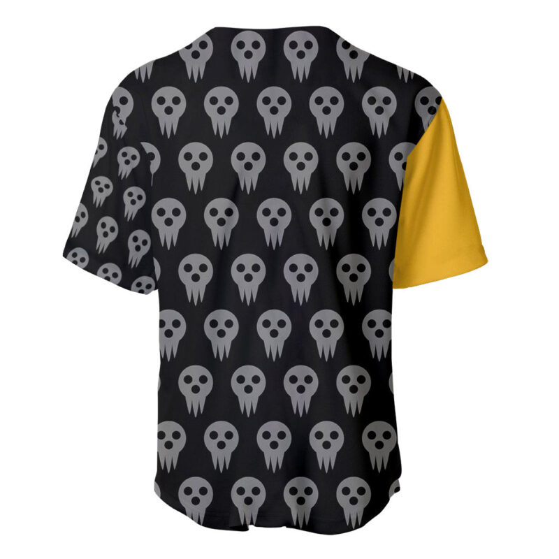 Black Star Soul Eater Baseball Jersey Anime Art Mix With Skull Pattern