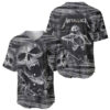 Black and White Metallica Skull Baseball Jersey