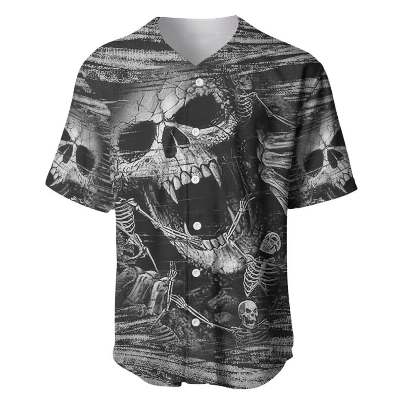Black and White Metallica Skull Baseball Jersey