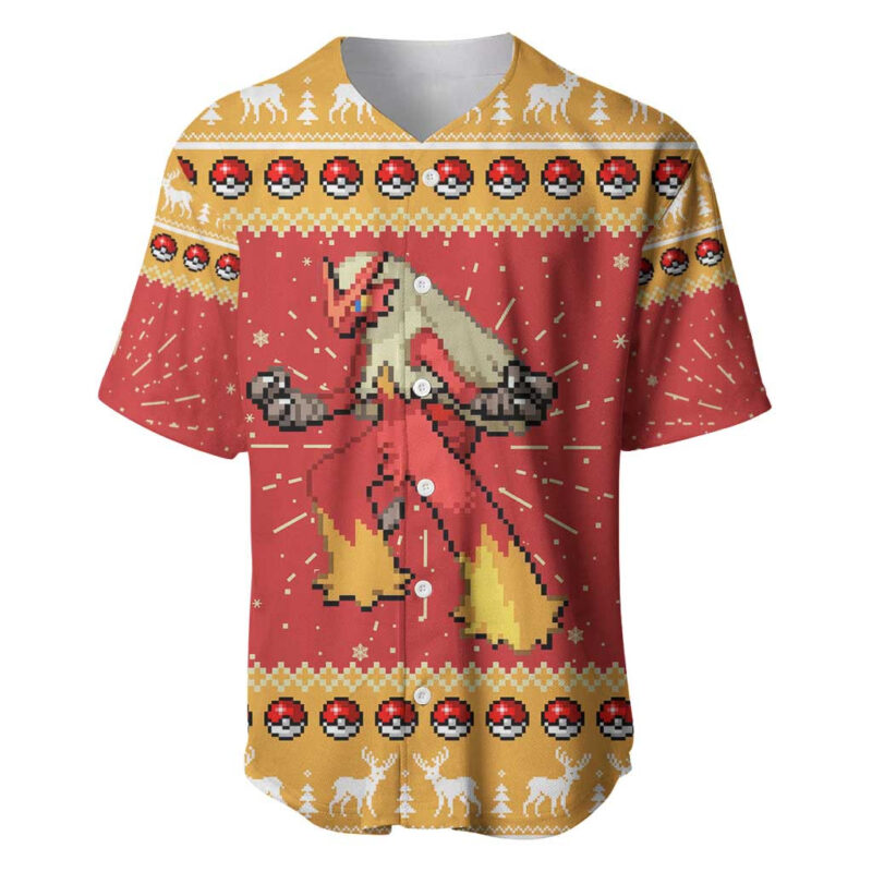 Blaziken Pokemon Baseball Jersey Anime Pixel Christma Pattern
