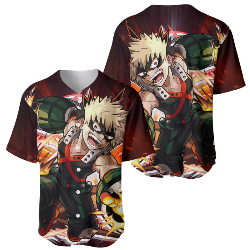Blazing Bakugo My Hero Academia Baseball Jersey Anime