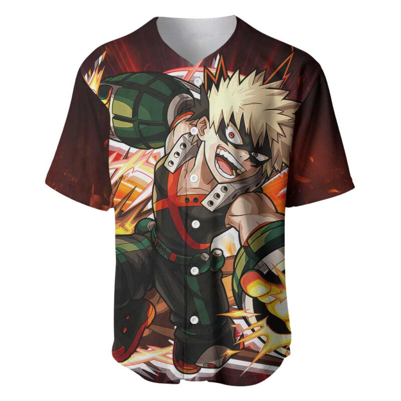 Blazing Bakugo My Hero Academia Baseball Jersey Anime