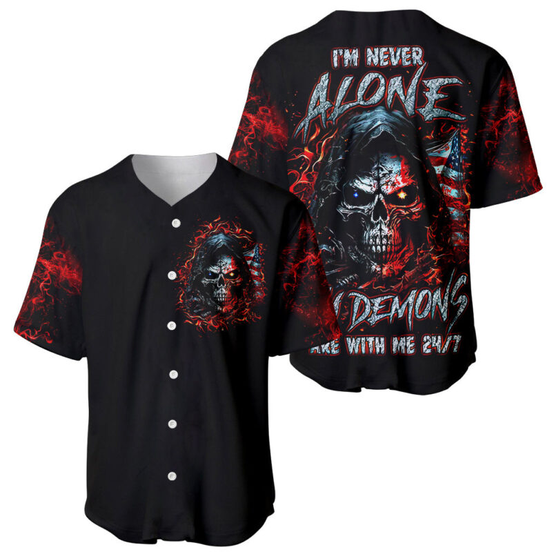 Blood Skull Baseball Jersey I Never Alone My Demon With Me 247