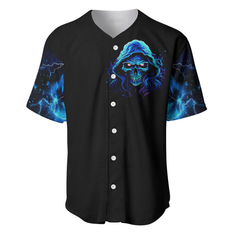 Blue Flame Skull Baseball Jersey Blood Make You Related