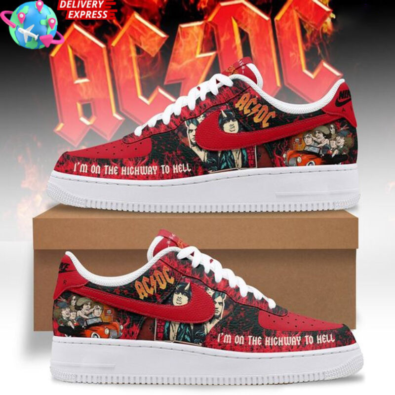ACDC x Nike I'm On The Highway To Hell Air Force 1 ACDC Merch Great Father's Day Gifts