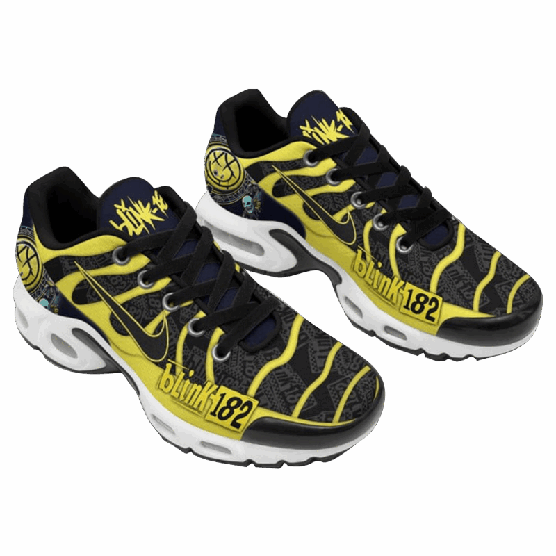 Blink 182 Golden Air Max Plus Shoes Blink 182 Merch Unique Father'sDay Gifts