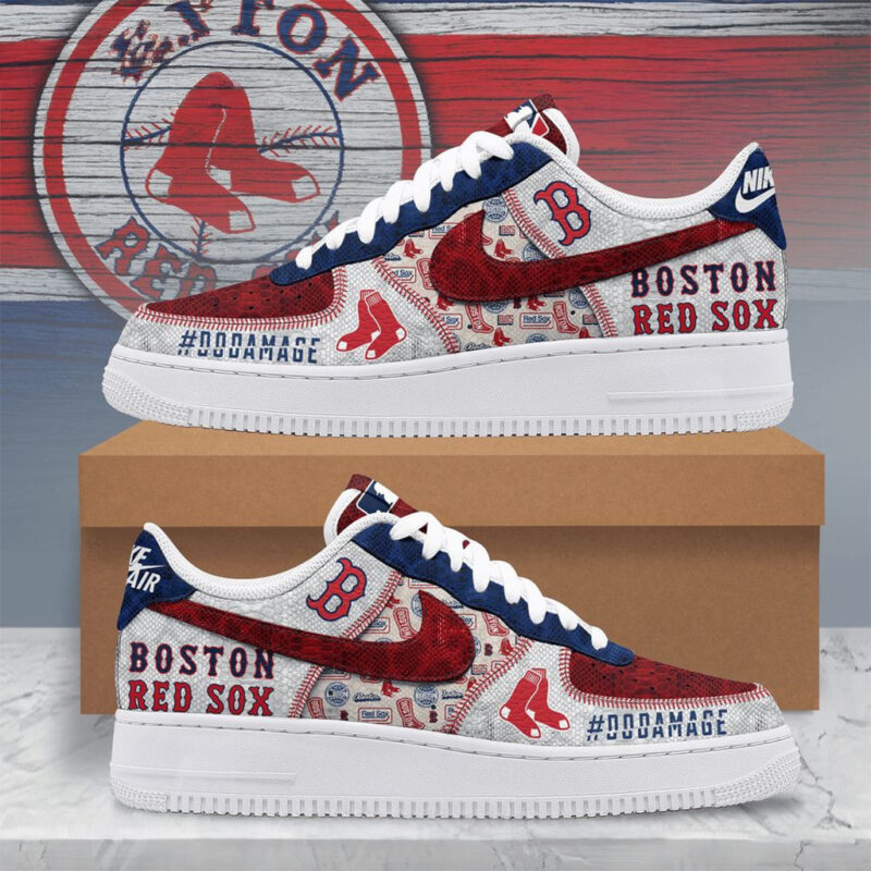 Boston Red Sox MLB New 2025 Premium Air Force 1 Sneakers Boston Red Sox Merch Fans Gifts