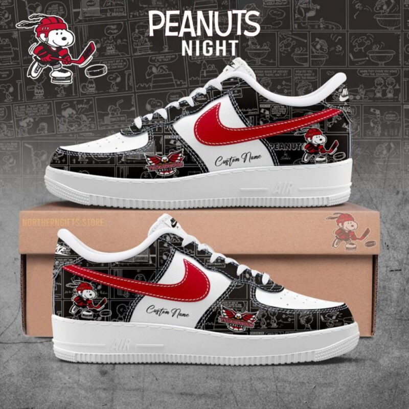 Carolina Thunderbirds 75Th Anniversary Of Peanuts Air Force 1 Shoes Ice Hockey Fan Gifts