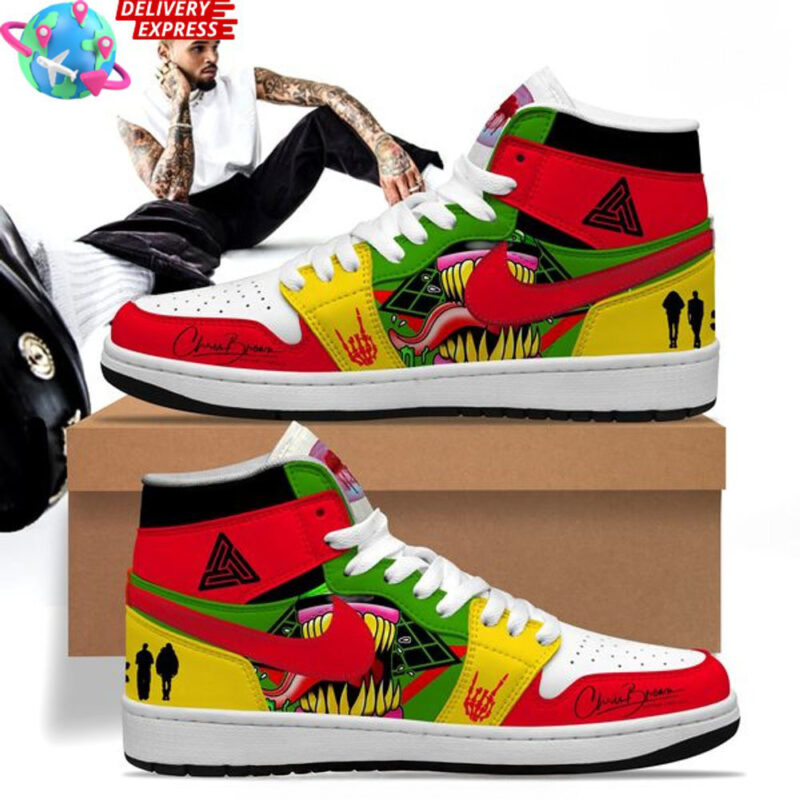 Chris Brown Merch Chris Brown Vibrant Fusion Air Jordan 1 Dad Fathers Day Gifts