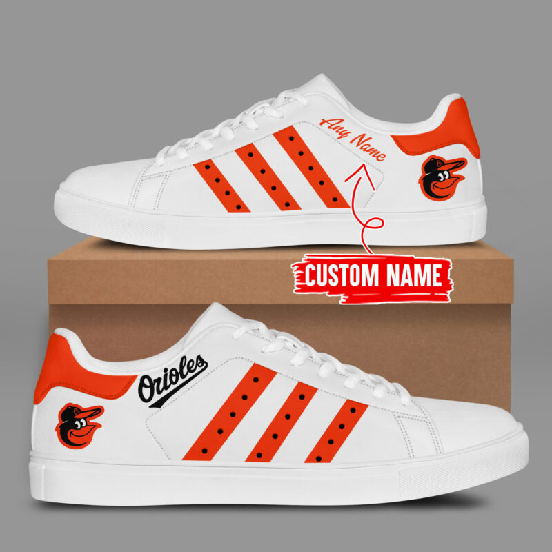 Custom Baltimore Orioles Orange On Orange Stan Smith Shoes Baseball Team Gift Ideas