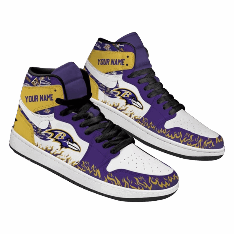 Custom Baltimore Ravens Collab Nike Air Jordan 1 Baltimore Ravens Merch Fathers Day Presents