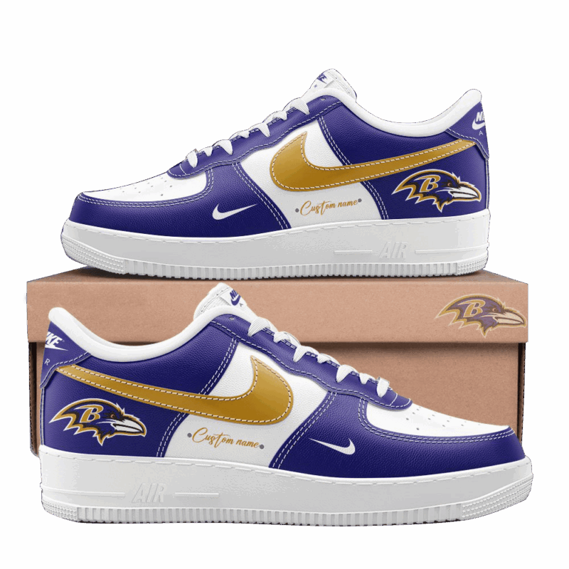 Custom Baltimore Ravens Nike Air Force 1 Baltimore Ravens Merch First Fathers Day Gift