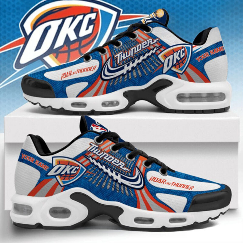 Custom Oklahoma City Thunder Road Like Thunder NBA Finals 2025 Air Max Plus Sneakers OKC Merch