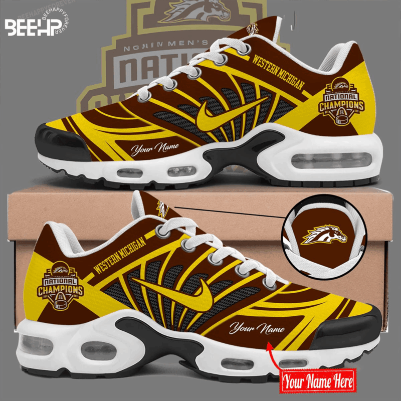 Custom Western Michigan Broncos 2025 NCAA Men's Hockey National Champions Air Max Shoes For Fans