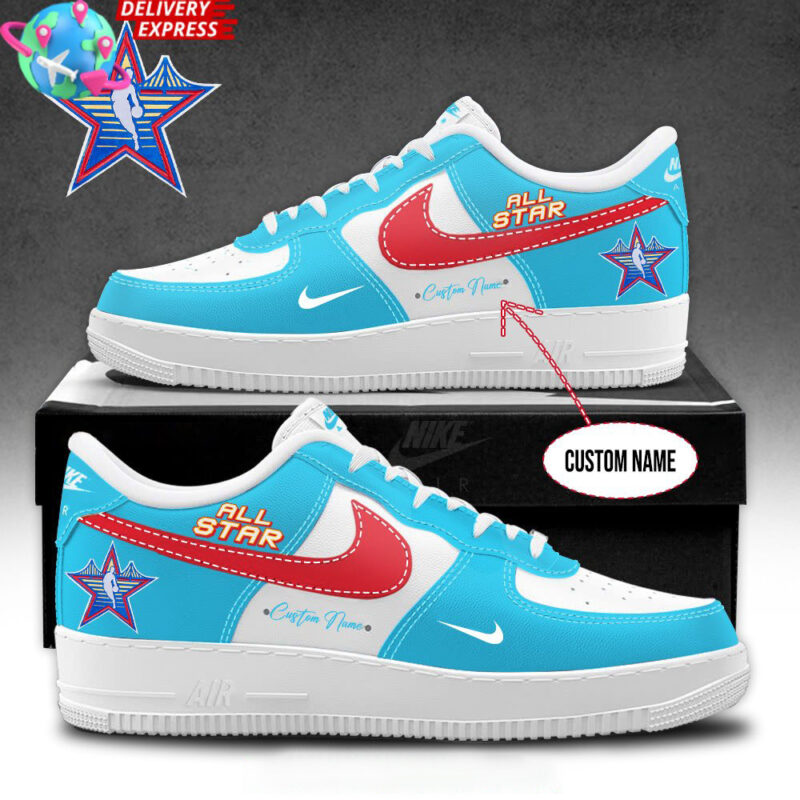 Custom2025 NBA All Star Game Light Blue Nike Air Force 1 NBA Merch Gifts For Basketball Fan
