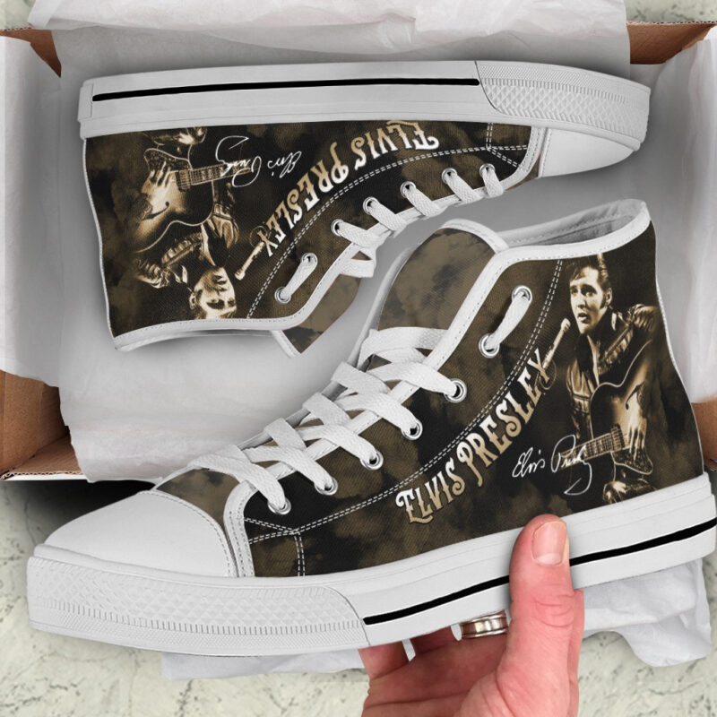 Elvis Presley The King Of Rock And Roll High Top Shoes Elvis Presley Merch Fans Gifts
