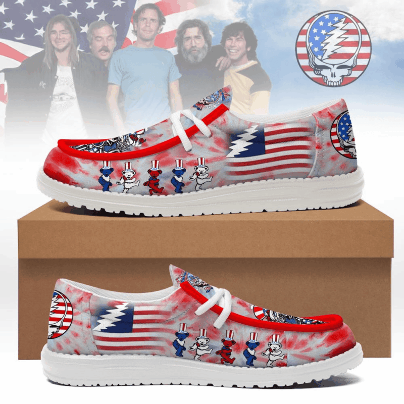 Grateful Dead American Flag Limited Edition Hey Dude Shoes Grateful Dead Merch Music Fans Gifts