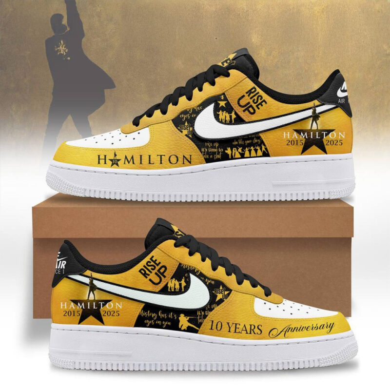 Hamilton 10 Years Anniversary Rise Up Special Air Force 1 Sneaker Hamilton Merch Fans Gifts