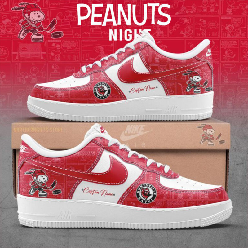 Huntsville Havoc 75th Anniversary Peanuts Air Force 1 Shoes Gifts For Hockey Fan