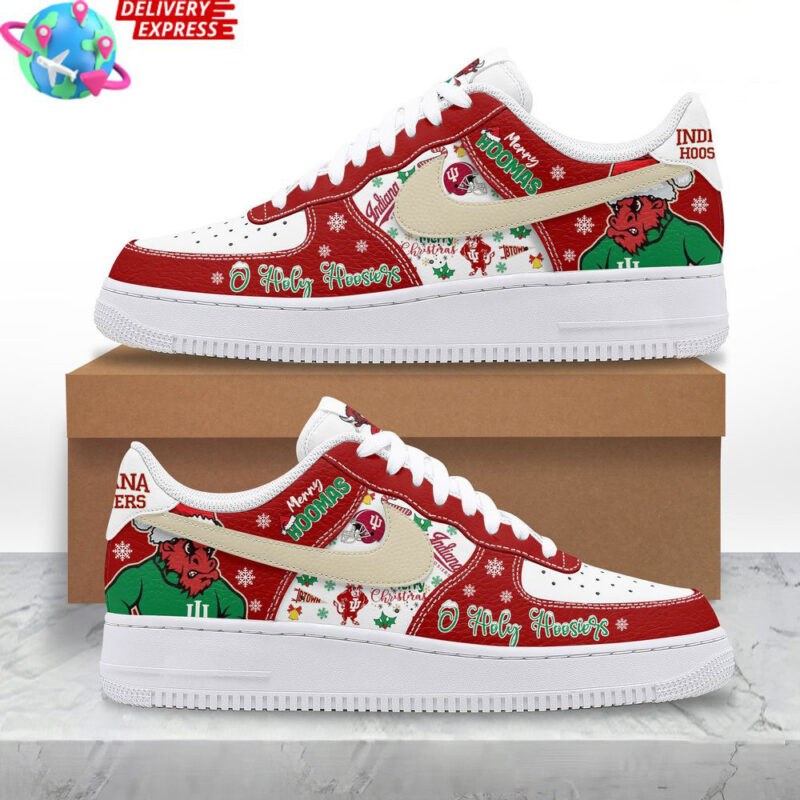 Indiana Hoosiers O Holy Hoosiers Christmas Nike Air Force 1 Indiana Hoosiers Merch Gifts For Dad