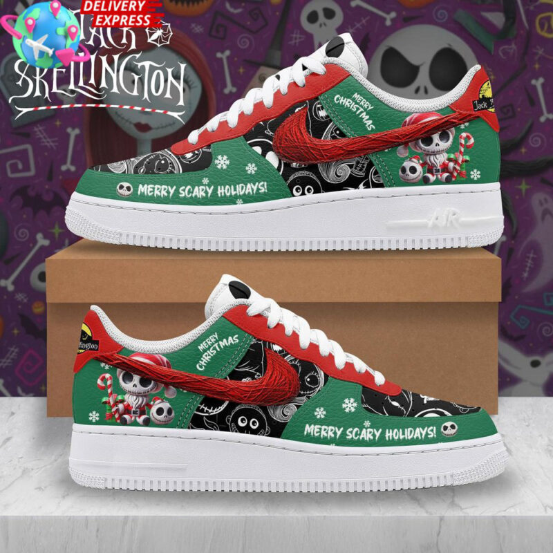 Jack Skellington Merry Scary Holidays Nike Air Force 1 Jack Skellington Merch Movie Fans Gifts