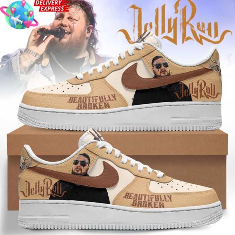 Jelly Roll Beautifully Broken Air Force 1 Shoes Jelly Roll Merch Awesome Father's Day Gifts