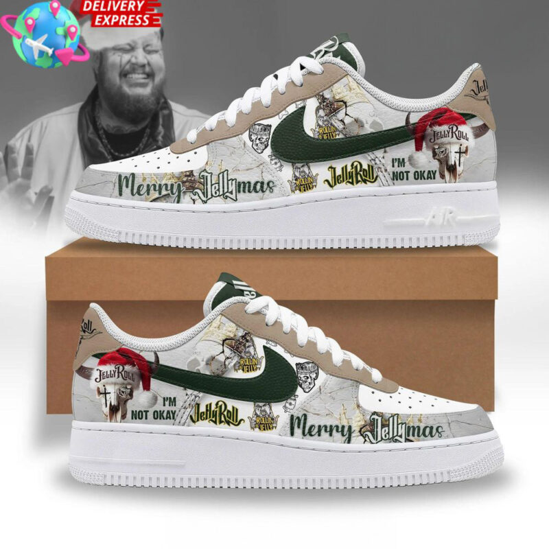 Jelly Roll Merry Christmas Nike Air Force 1 Jelly Roll Merch Awesome Mother's Day Gifts 2025