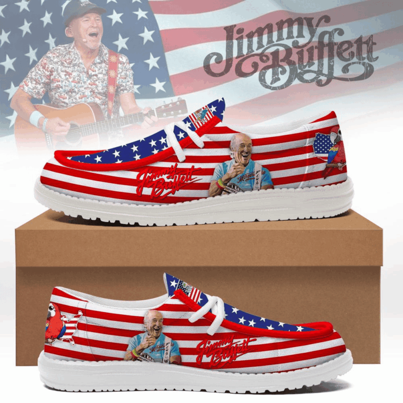 Jimmy Buffett American Flag Hey Dude Shoes Jimmy Buffett Merch Father's Day Gifts For Grandpa