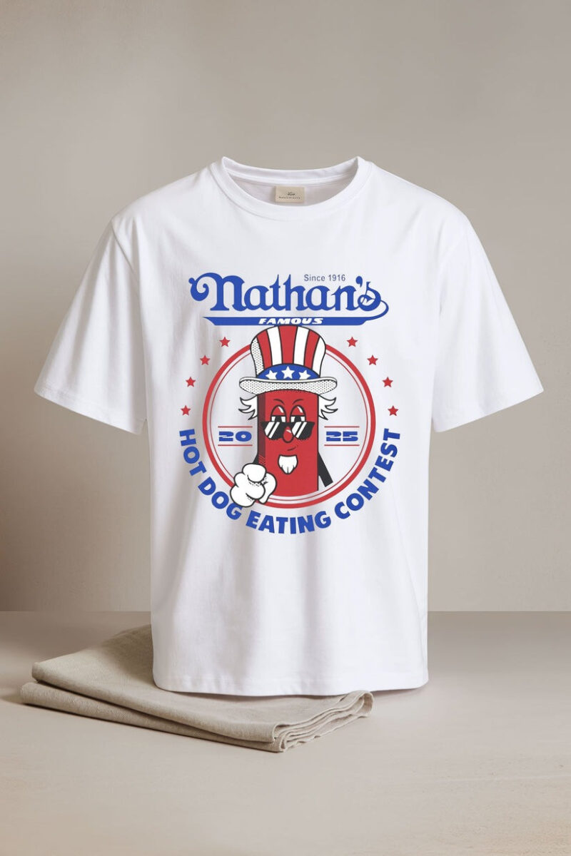 Joey Chestnut Nathan Hot Dog Eating Contest 2025 White Shirt Gift For Joey Chestnut Fans