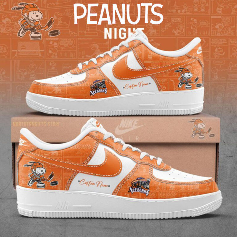 Knoxville Ice Bears 75Th Anniversary Peanuts Air Force 1 Shoes Good Gifts For Hockey Fans