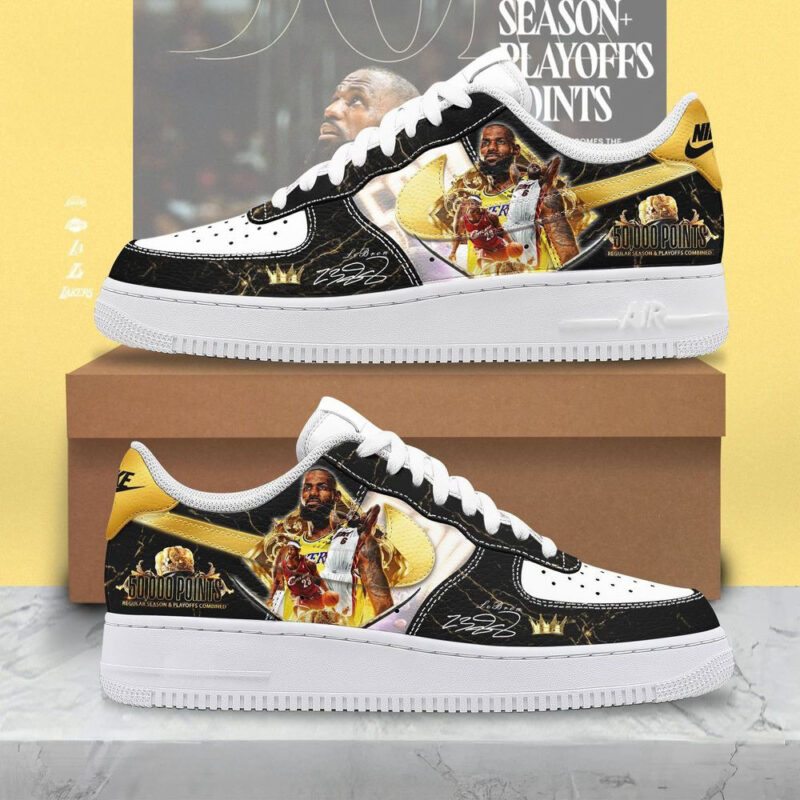 LeBron James 50k Points Regular Season and Playoff Combined Nike Air Force 1 Gifts For Husband
