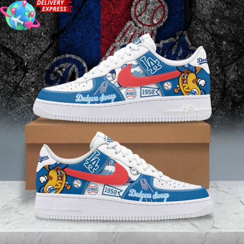 Los Angeles Dodgers Sweep Hot Dogs Nike Air Force 1 Los Angeles Dodgers Merch Gifts For Dad