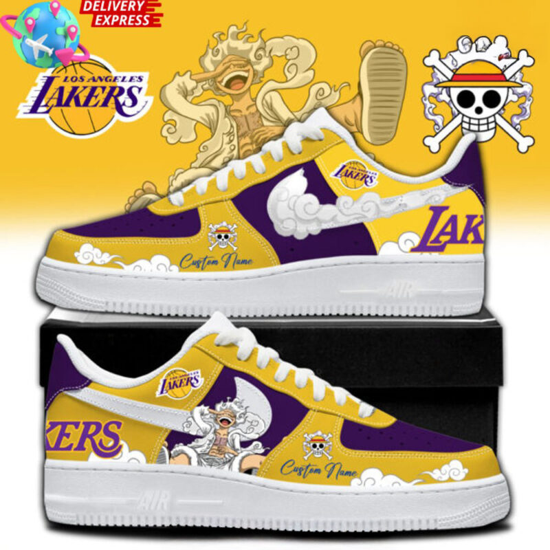 Los Angeles Lakers X One Piece Gear 5 Nike Air Force 1 Los Angeles Lakers Merch Fans Gifts