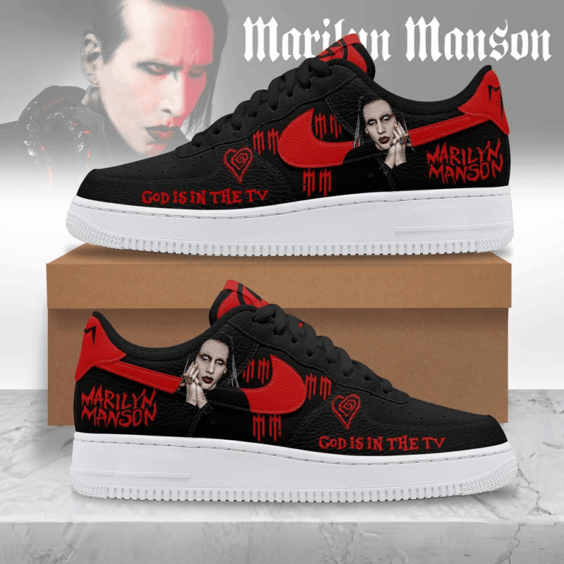 Marilyn Manson God Is In The TV Air Force 1 Shoes Marilyn Manson Merch Great Father's Day Gifts