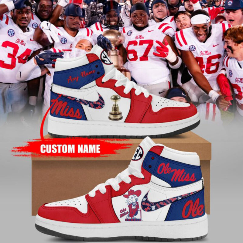 Ole Miss Rebels Egg Bowl 2023 Champions Air Jordan 1 Shoes Presents For Football Fans