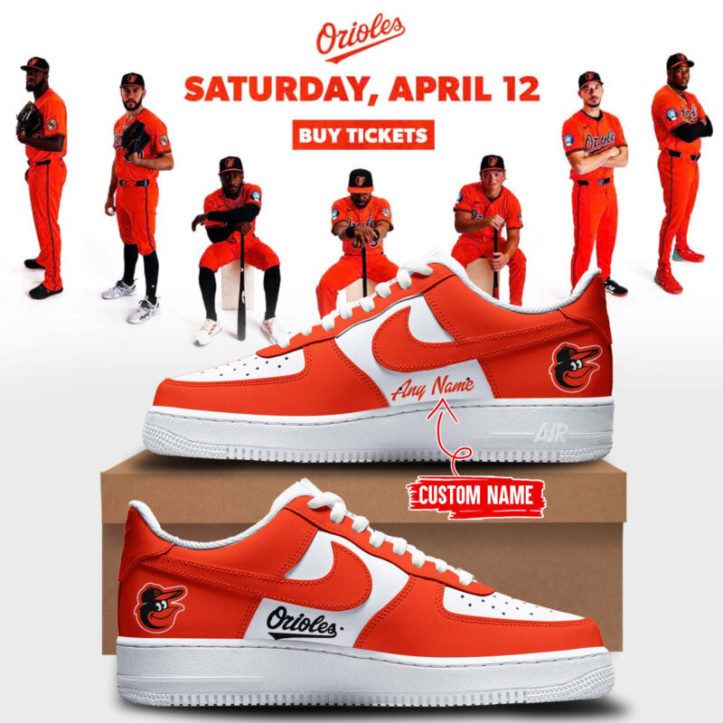 Personalized Baltimore Orioles Orange On Orange Af1 Shoes Gifts For Baseball Lovers
