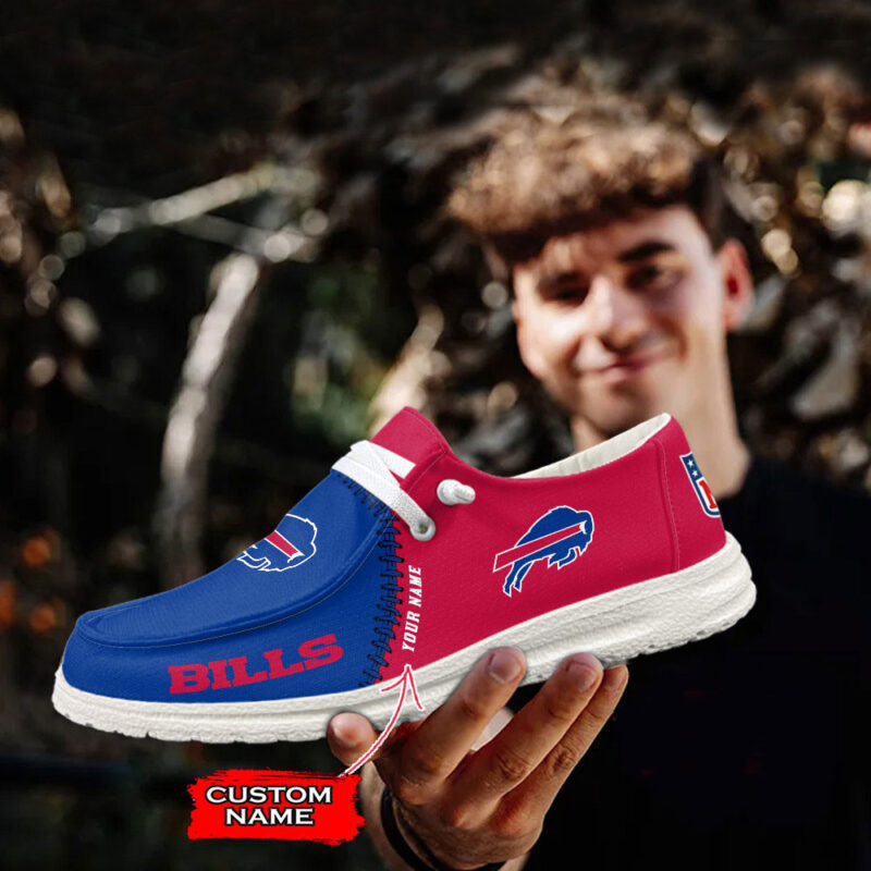 Personalized Buffalo Bills Hey Dude Shoes Buffalo Bills Merch First Fathers Day Gift Ideas