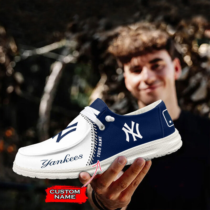 Personalized New York Yankees MLB Hey Dude Shoes New York Yankees Merch Father's Day Gifts