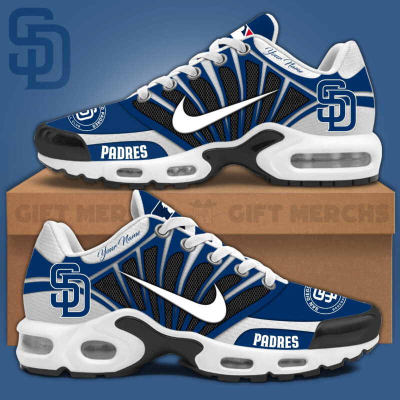 Personalized San Diego Padres MLB Nike Air Max Plus Shoes San Diego Padres Merch Husband Gifts