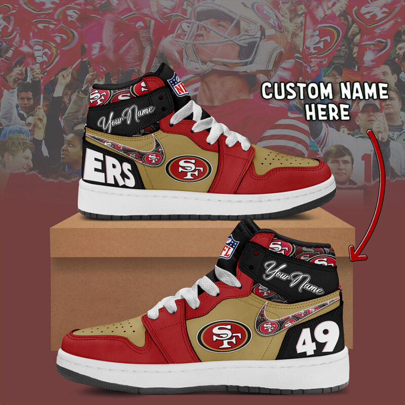 Personalized San Francisco 49ers Air Jordan 1 High Top Shoes Sneakers Top 10 Father's Day Gifts