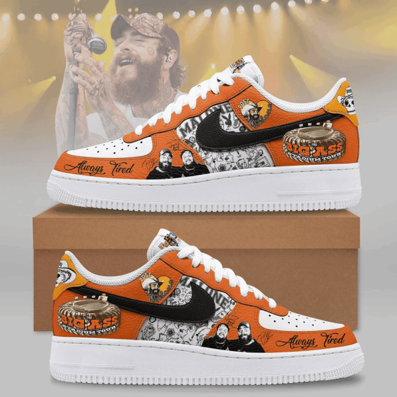 Post Malone Big Ass Stadium Tour 2025 Nike Air Force 1 Shoes Post Malone Merch Gifts For Dad