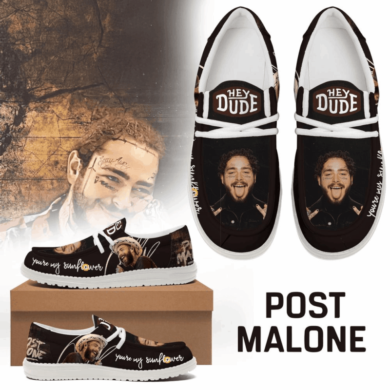 Post Malone You're My Sun Flower Hey Dude Shoes Post Malone Merch Father's Day Presents For Son