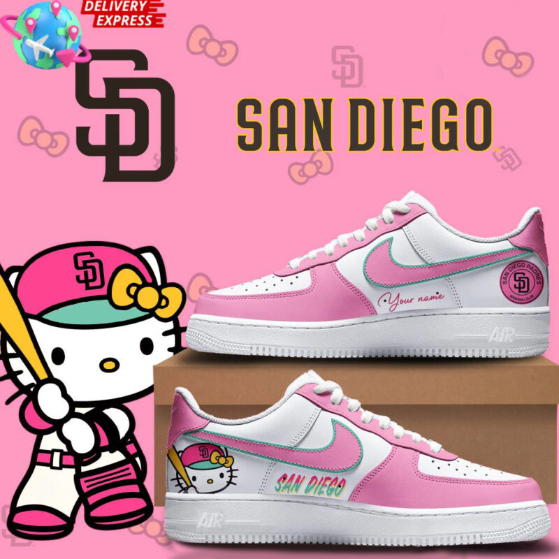 San Diego Padres X Hello Kitty Nike Air Force 1 San Diego Padres Merch Best Mothers Day Gifts