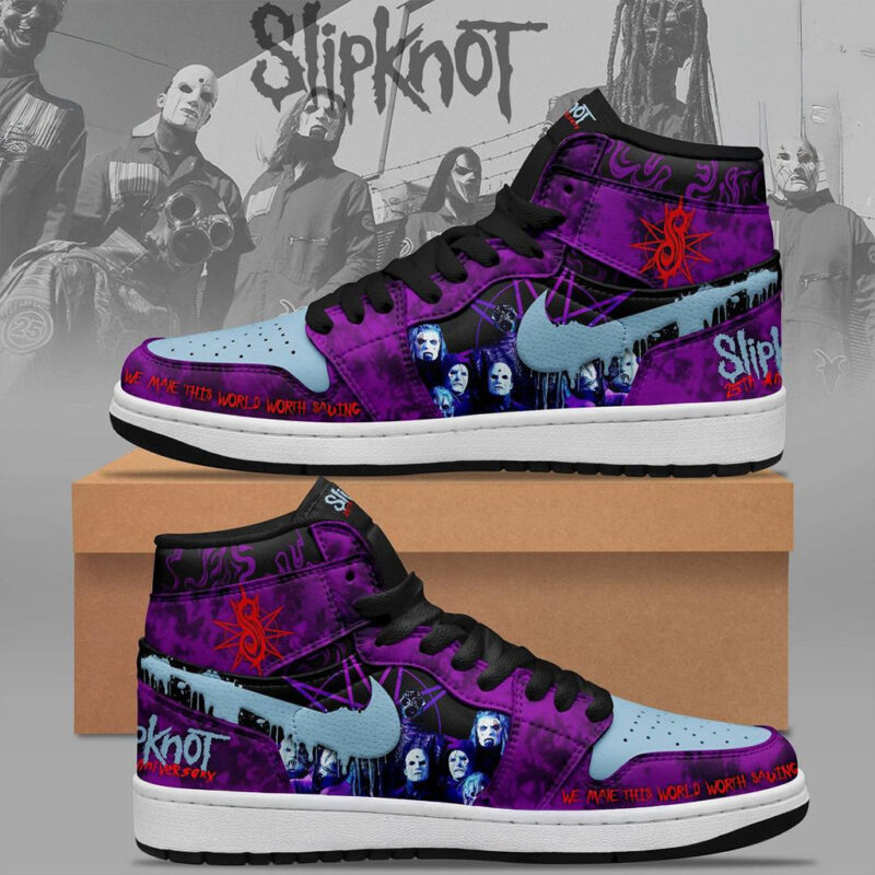Slipknot Band Purple Air Jordan 1 Sneaker Slipknot Merch Gifts For Band Fans