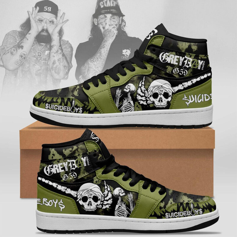Suicideboys Grey Day G59 Air Jordan 1 Shoes Suicideboys Merch Gifts For Hip Hop Fans