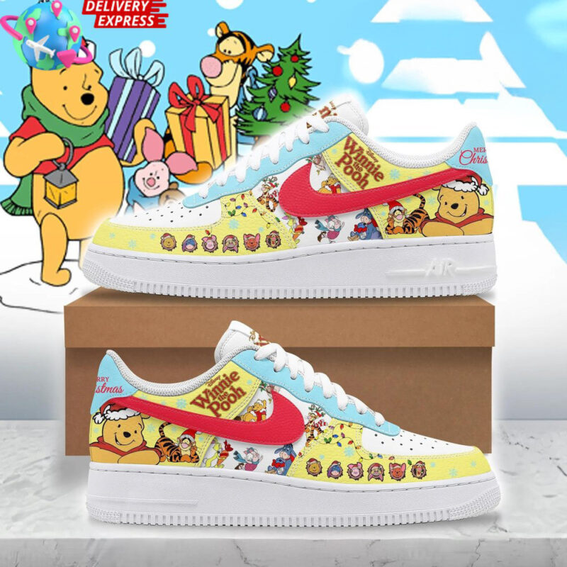 Winnie The Pooh Merry Christmas Nike Air Force 1 Winnie The Pooh Merch Cool Mothers Day Gifts